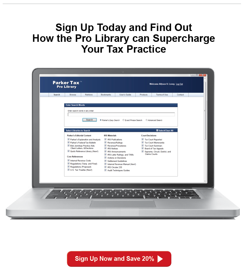 Parker Tax Publishing Professional Tax Research Solutions Product Information